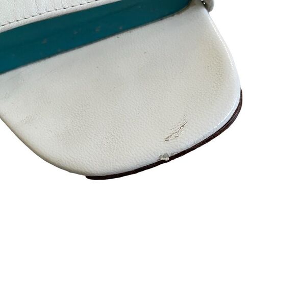 TOWN SHOES White Leather Square Toe Sandals Small Block Heel Ankle Straps 7 - Picture 5 of 10